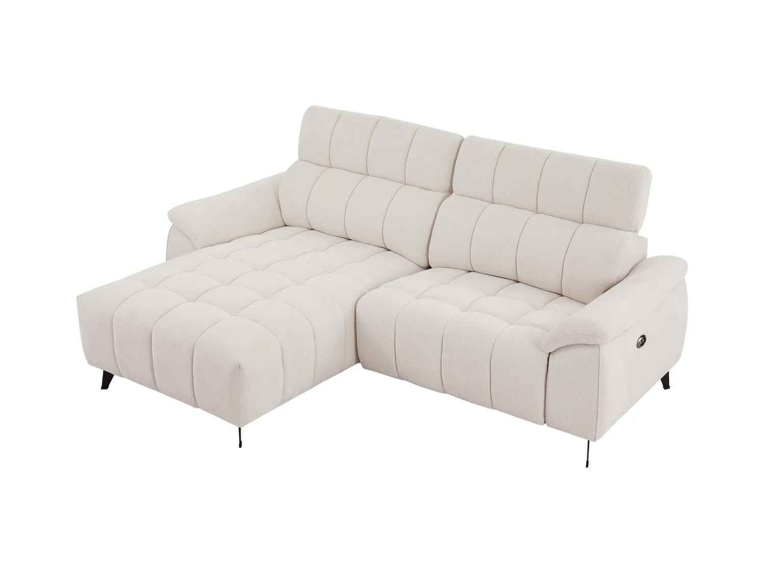 Eckrelaxsofa elektrisch - Ecke links - Strukturstoff - Beige - CELTIMO