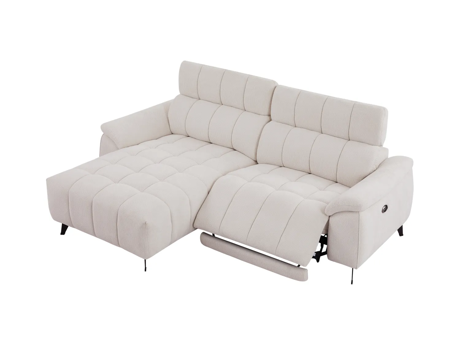 Eckrelaxsofa elektrisch - Ecke links - Strukturstoff - Beige - CELTIMO