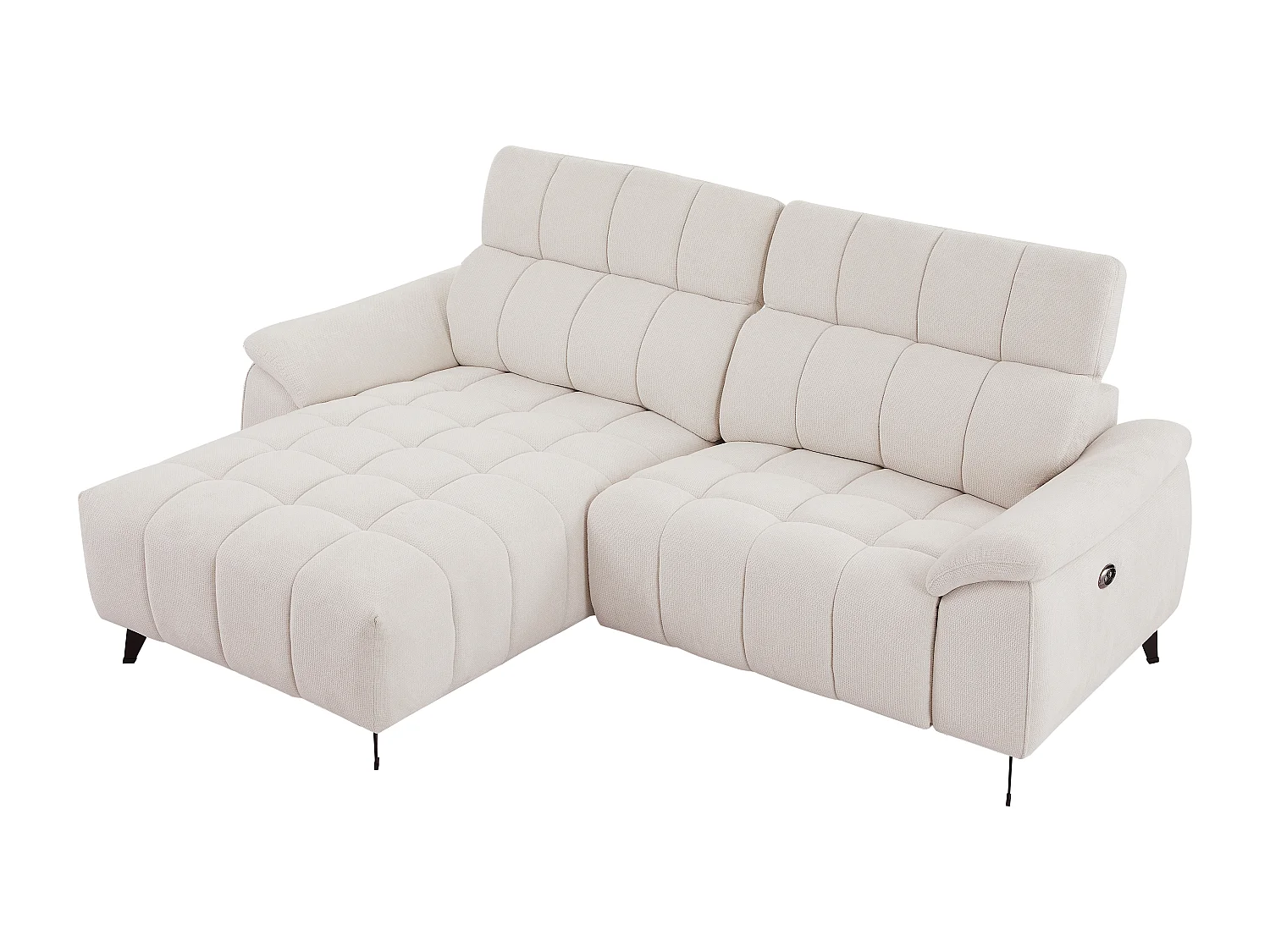 Canapé d'angle gauche relax électrique en tissu texturé beige CELTIMO