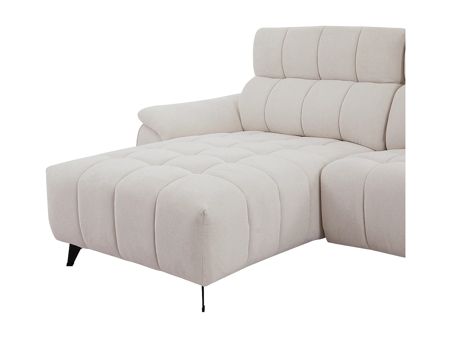 Canapé d'angle gauche relax électrique en tissu texturé beige CELTIMO