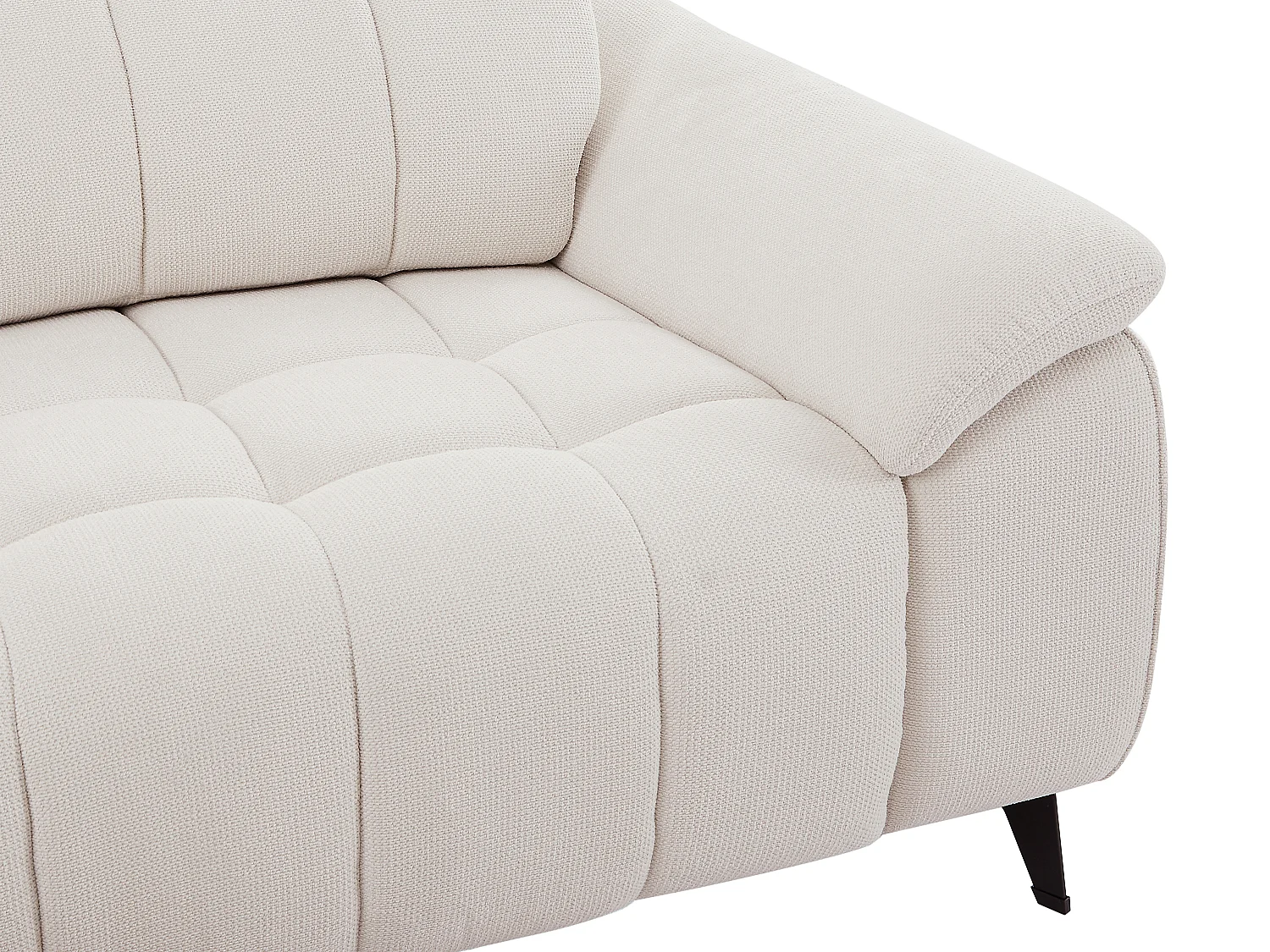 Canapé d'angle gauche relax électrique en tissu texturé beige CELTIMO