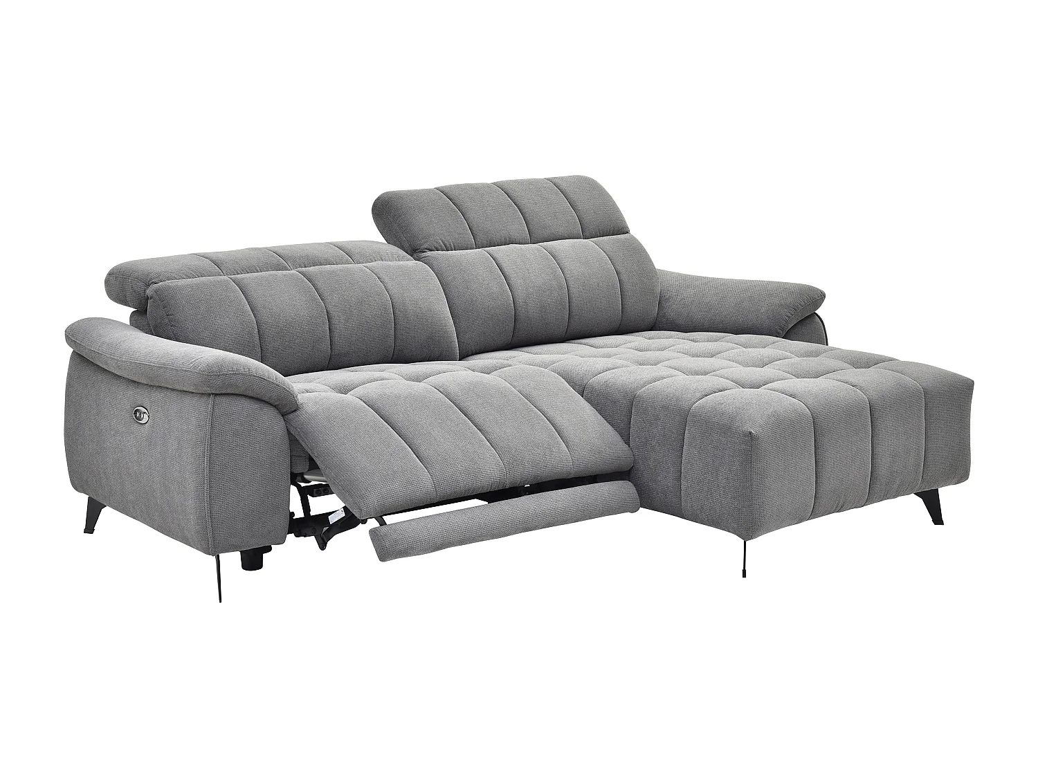 Divano relax elettrico in Tessuto testurizzato Grigio - Angolo a destra - CELTIMO