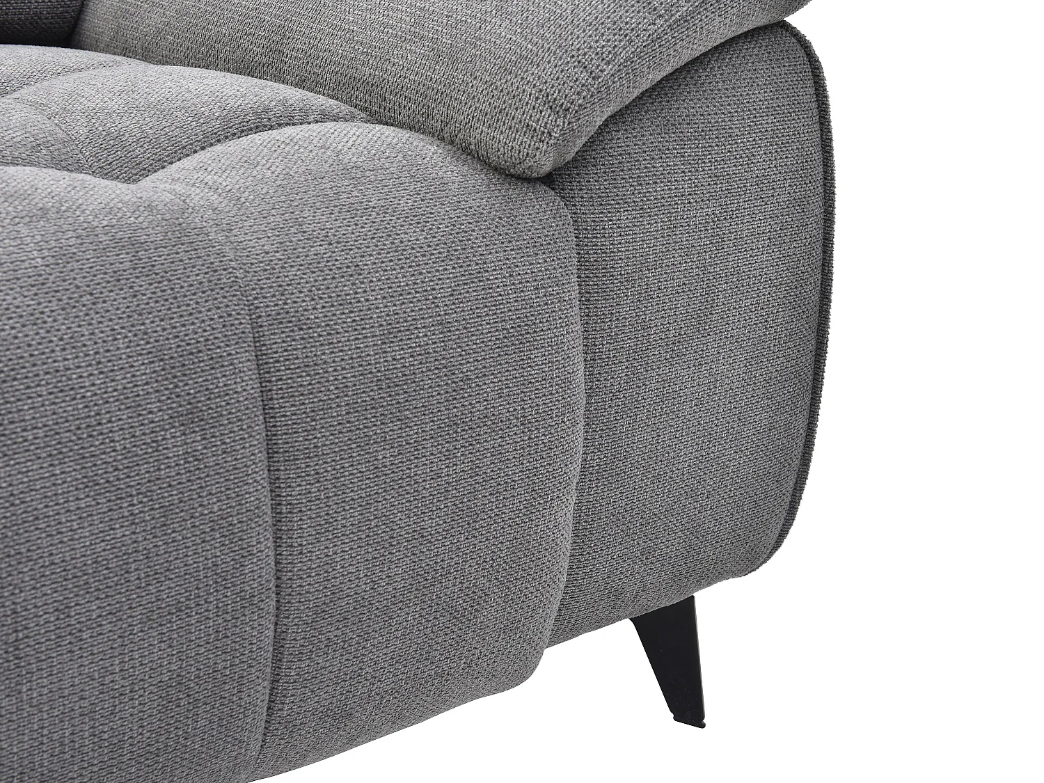 Kanapa narożna lewostronna z elektryczną funkcją relax i szarą teksturowaną tapicerką - CELTIMO