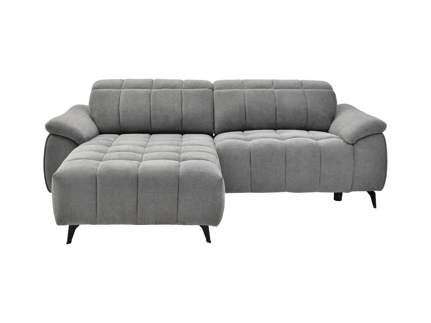 Eckrelaxsofa elektrisch - Ecke links - Strukturstoff - Grau - CELTIMO