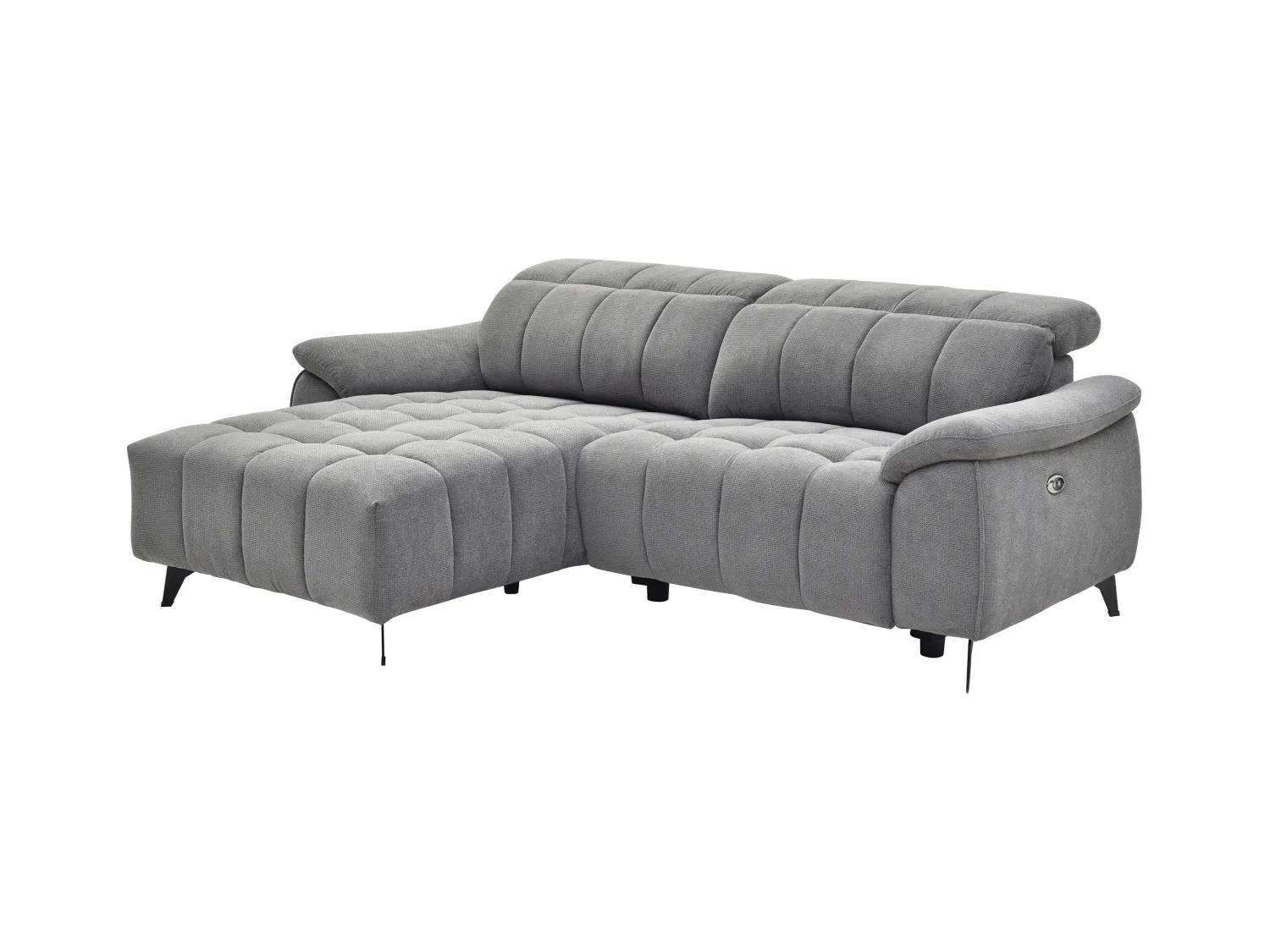 Eckrelaxsofa elektrisch - Ecke links - Strukturstoff - Grau - CELTIMO
