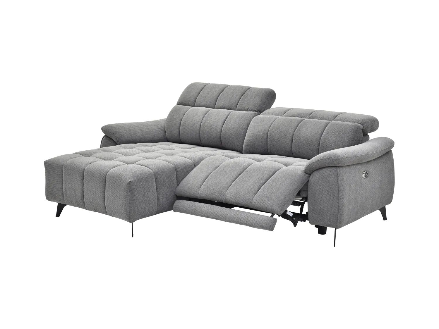 Eckrelaxsofa elektrisch - Ecke links - Strukturstoff - Grau - CELTIMO