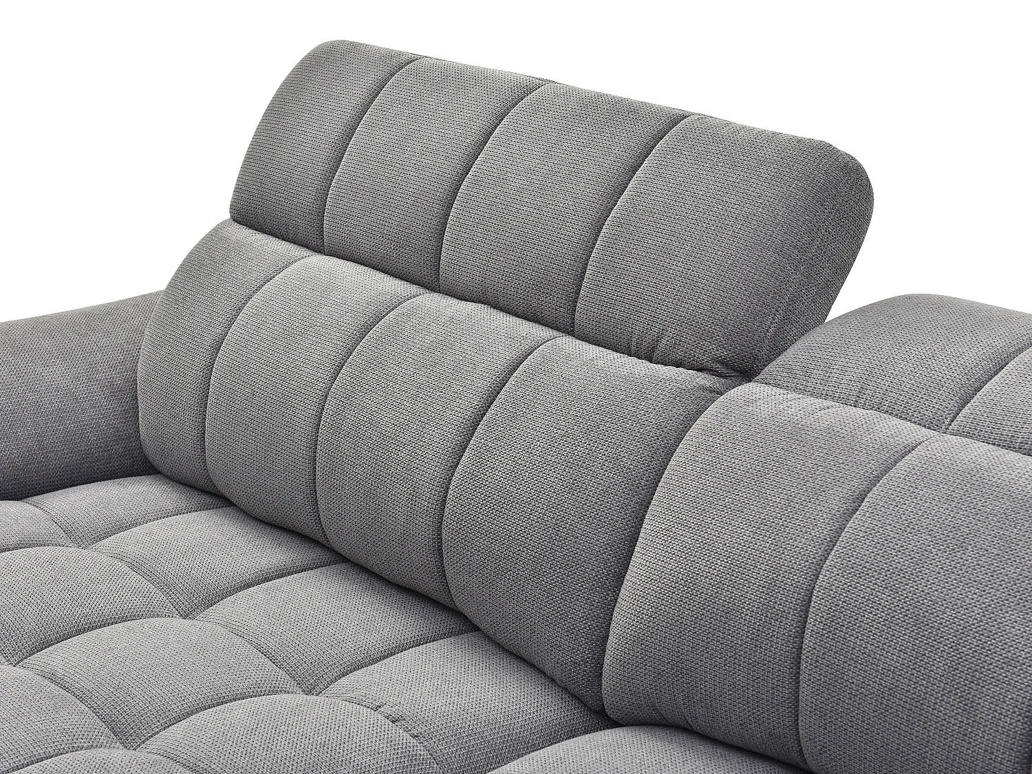 Elektrische relaxhoekslaapbank met hoek links van grijze stof met textuur CELTIMO