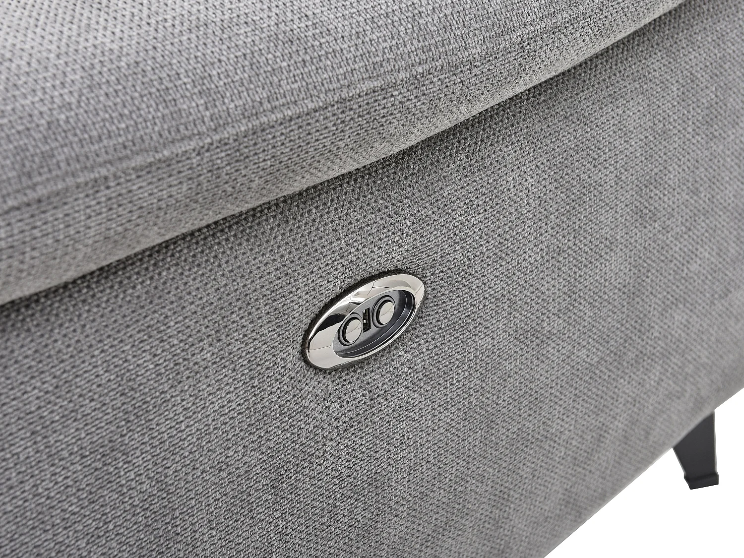 Elektrische relaxhoekslaapbank met hoek links van grijze stof met textuur CELTIMO