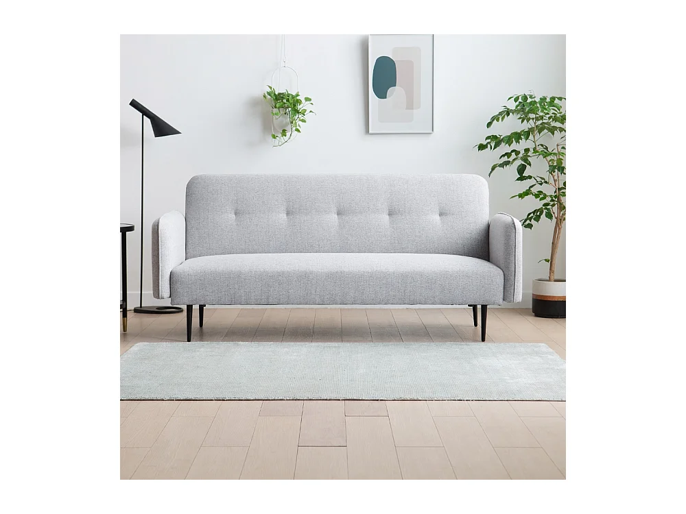 Canapé convertible 3 places en tissu gris BERNE