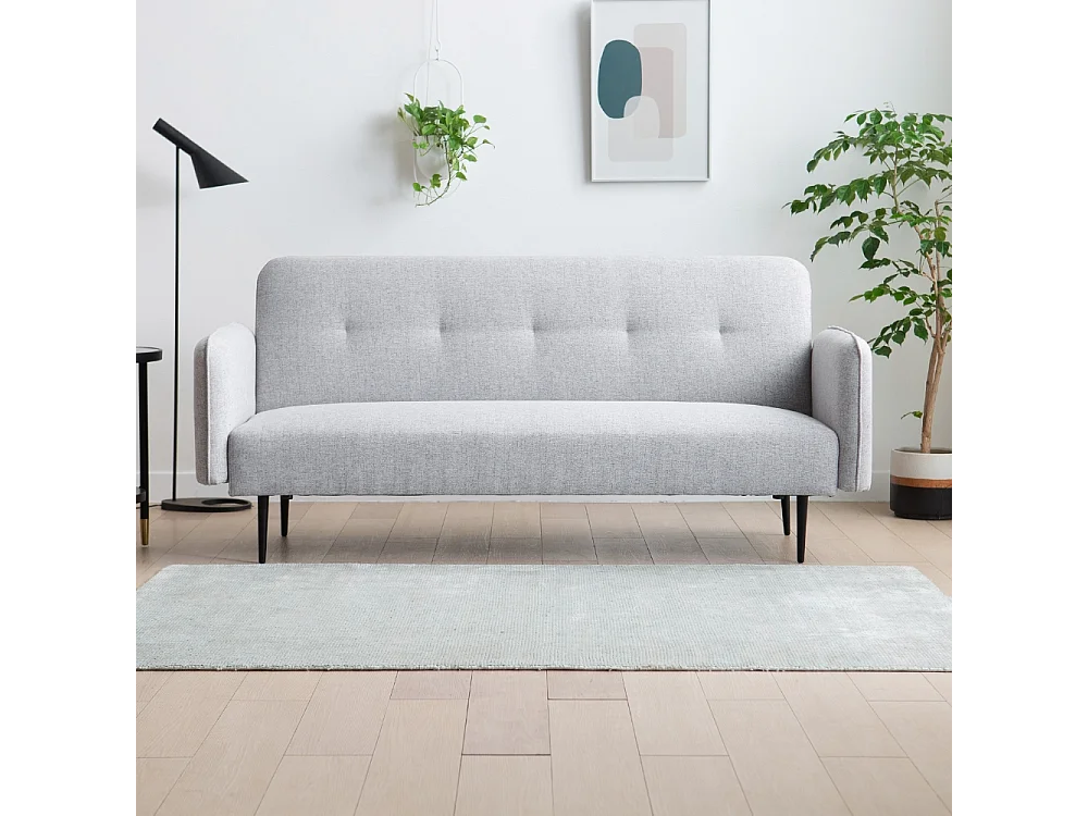 Canapé convertible 3 places en tissu gris BERNE