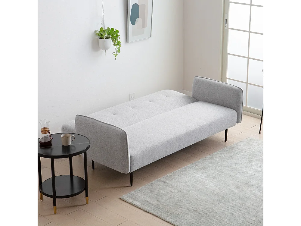 Canapé convertible 3 places en tissu gris BERNE