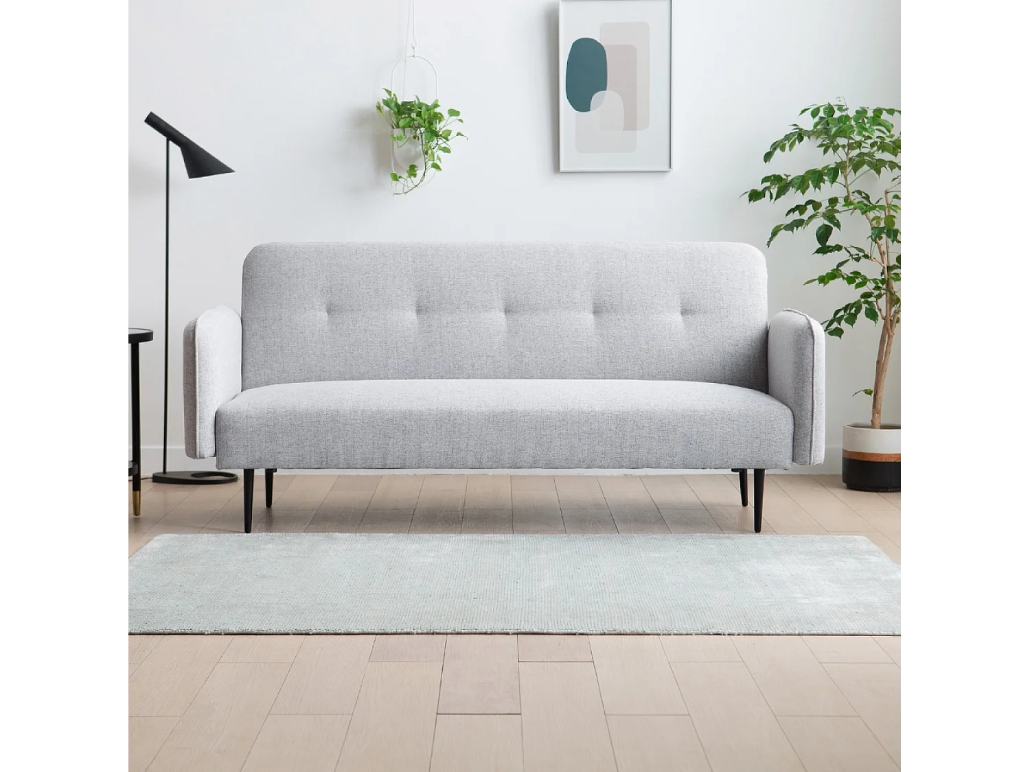 Canapé convertible 3 places en tissu gris BERNE