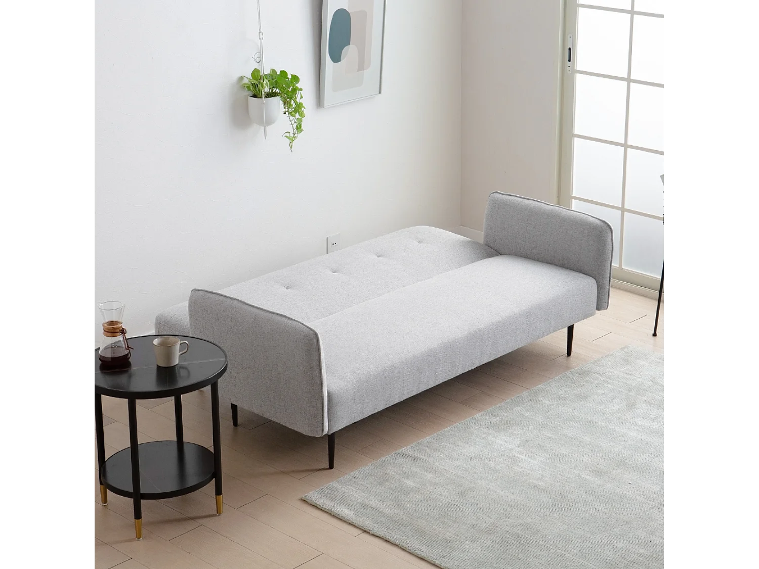 Canapé convertible 3 places en tissu gris BERNE