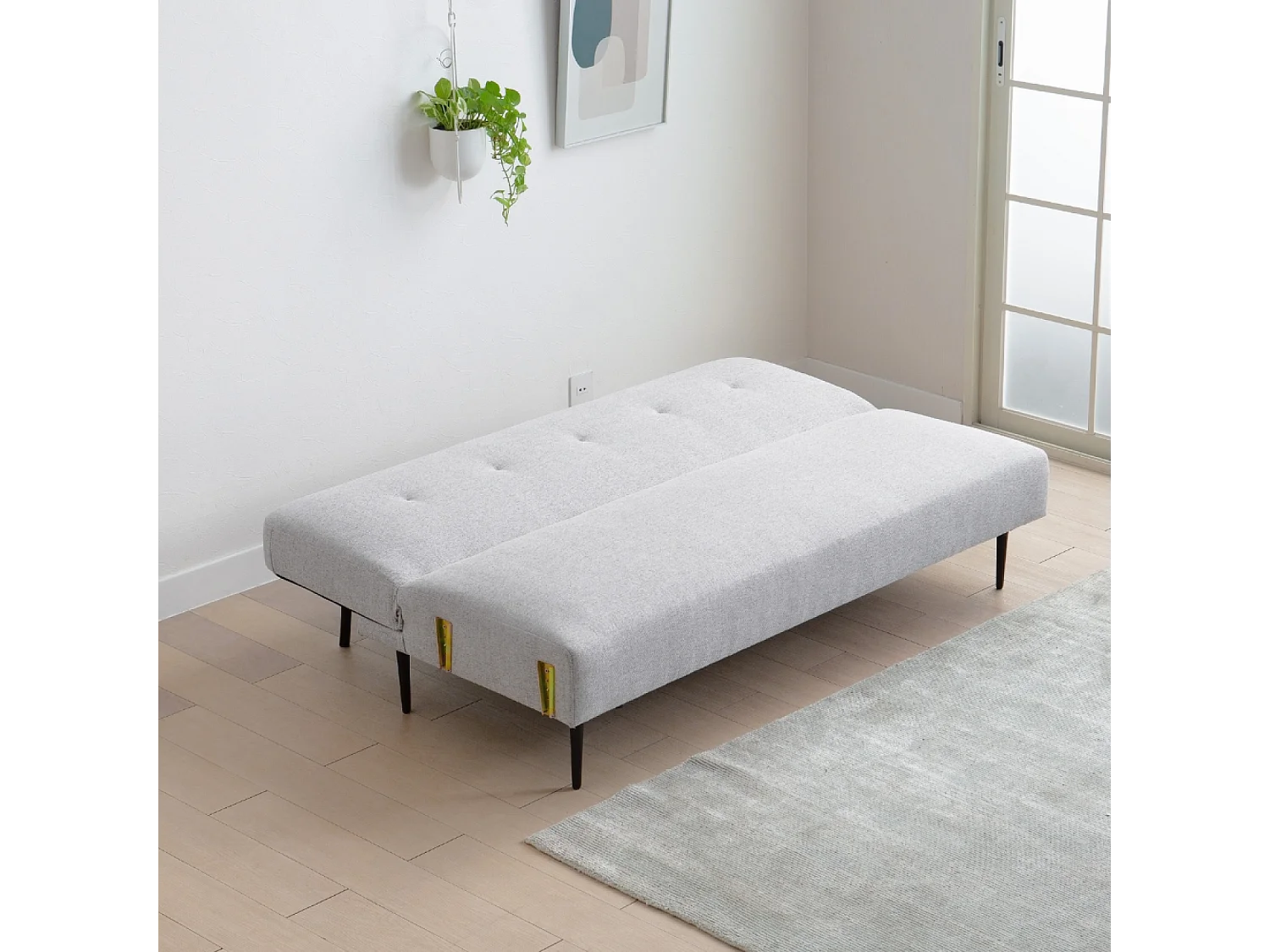 Canapé convertible 3 places en tissu gris BERNE