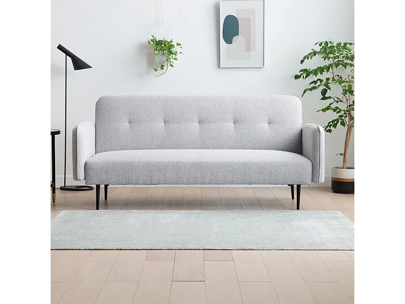 Canapé convertible 3 places en tissu gris BERNE