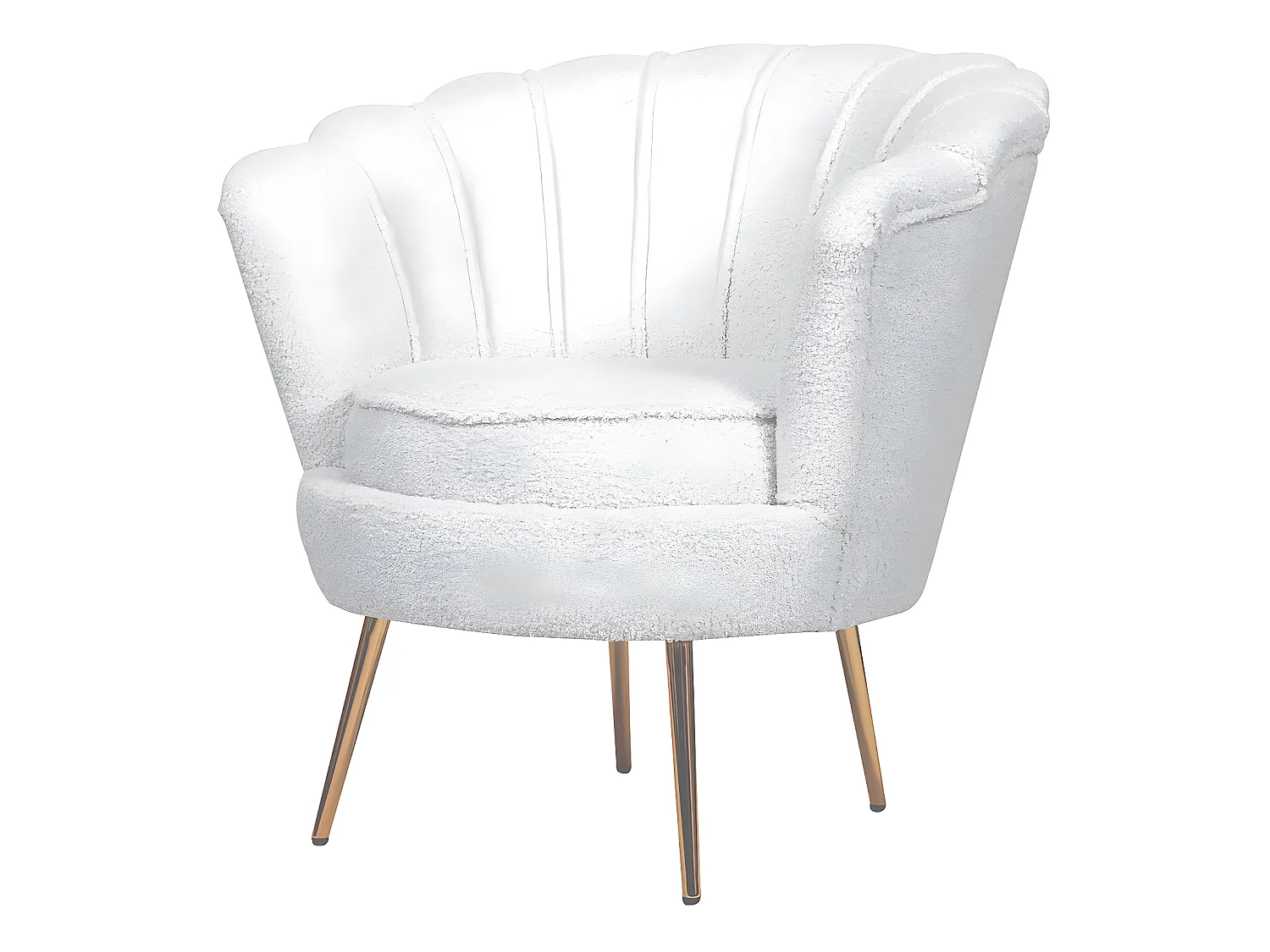 Fauteuil bouclette "Floria" - 75 x 68 x 77,5 cm -  Blanc