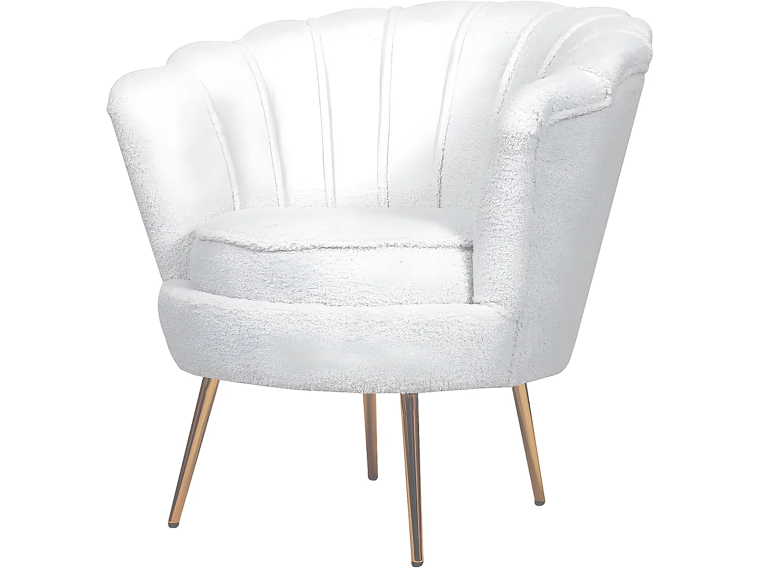 Fauteuil bouclette "Floria" - 75 x 68 x 77,5 cm -  Blanc