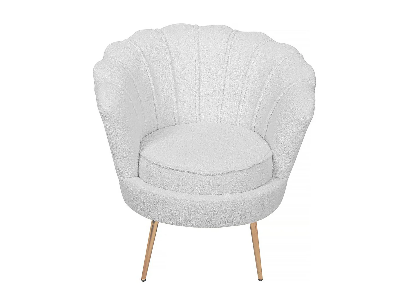 Fauteuil bouclette "Floria" - 75 x 68 x 77,5 cm -  Blanc