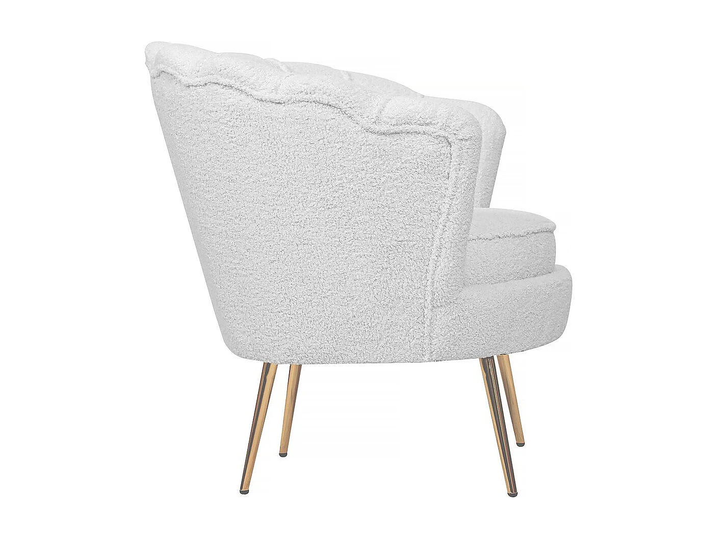 Fauteuil bouclette "Floria" - 75 x 68 x 77,5 cm -  Blanc