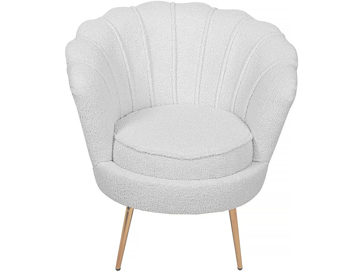 Stoel fauteuil bouclé stof "Floria" - 75 x 68 x 77,5 cm -  Wit
