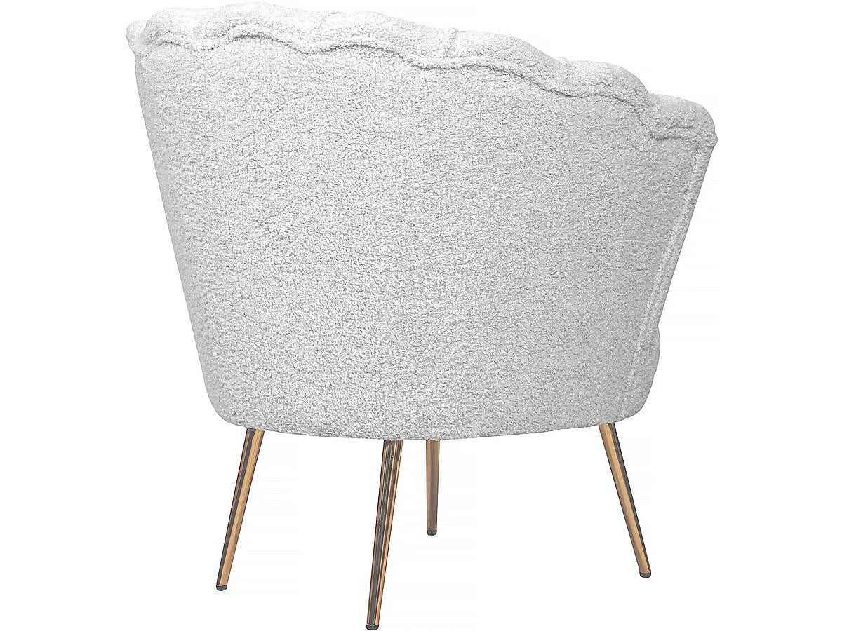 Stoel fauteuil bouclé stof "Floria" - 75 x 68 x 77,5 cm -  Wit