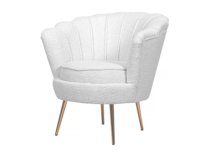 Stoel fauteuil bouclé stof "Floria" - 75 x 68 x 77,5 cm -  Wit