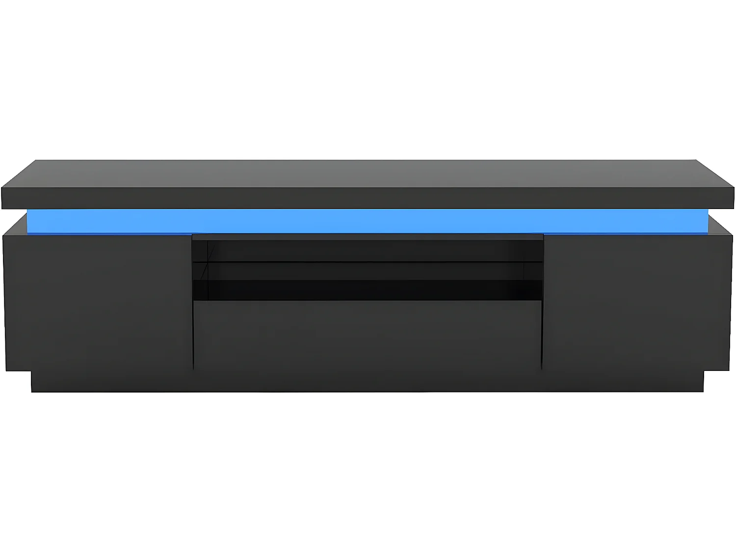 Móvel de TV LED lacado "Ruth" com arrumação e iluminação - Preto