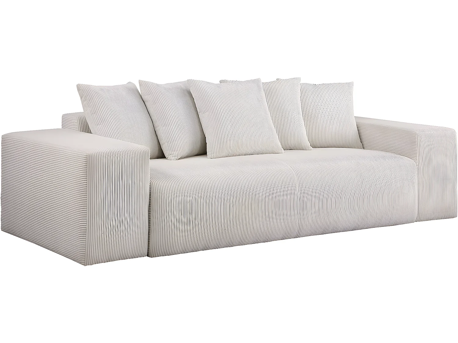 Sofá fixo de 3 lugares em veludo cotelê bege "Rivoli" - Confortável e elegante