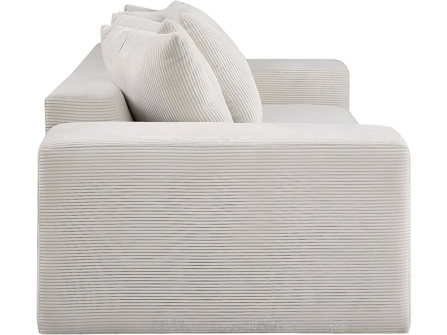 Sofá fixo de 3 lugares em veludo cotelê bege "Rivoli" - Confortável e elegante