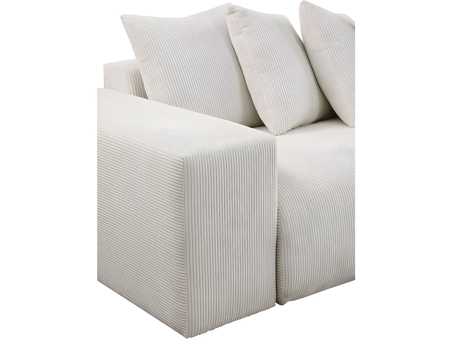 Canapé fixe 3 places en velours côtelé "Rivoli" - Beige