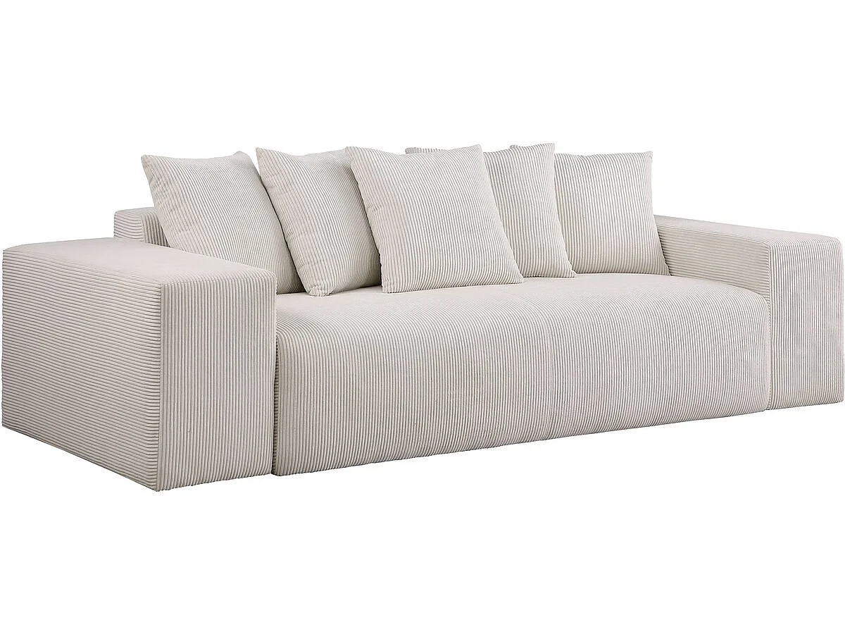 Bank 3-zitsbank meubel ribfluweel geribd velours "Rivoli" - Beige - lichtbruin