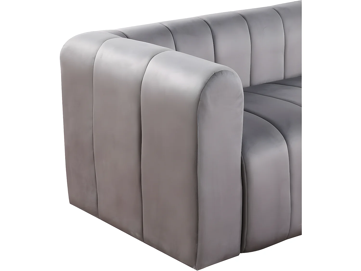 Canapé fixe 3 places en velours "Victor Hugo" - 240 x 90 x 76 cm - Gris