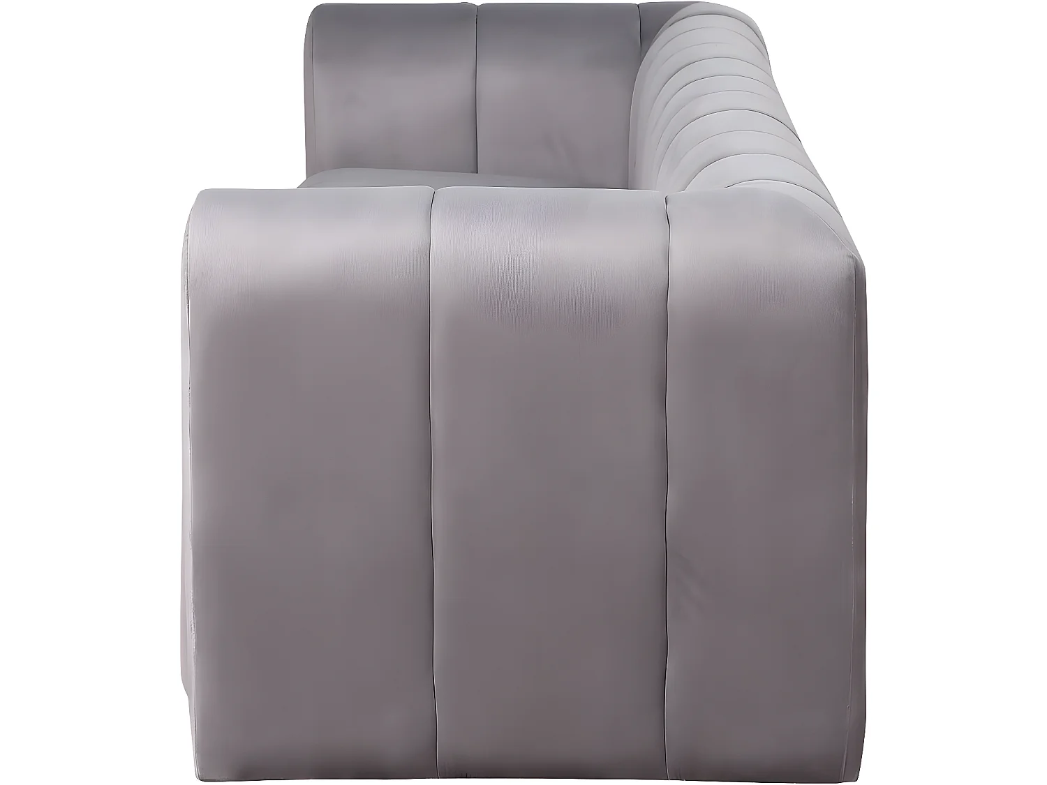 Canapé fixe 3 places en velours "Victor Hugo" - 240 x 90 x 76 cm - Gris