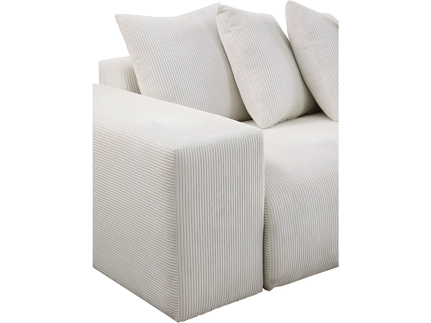 Canapé d'angle en velours côtelé "Rivoli" - 312 x 176 x 49 cm - Beige