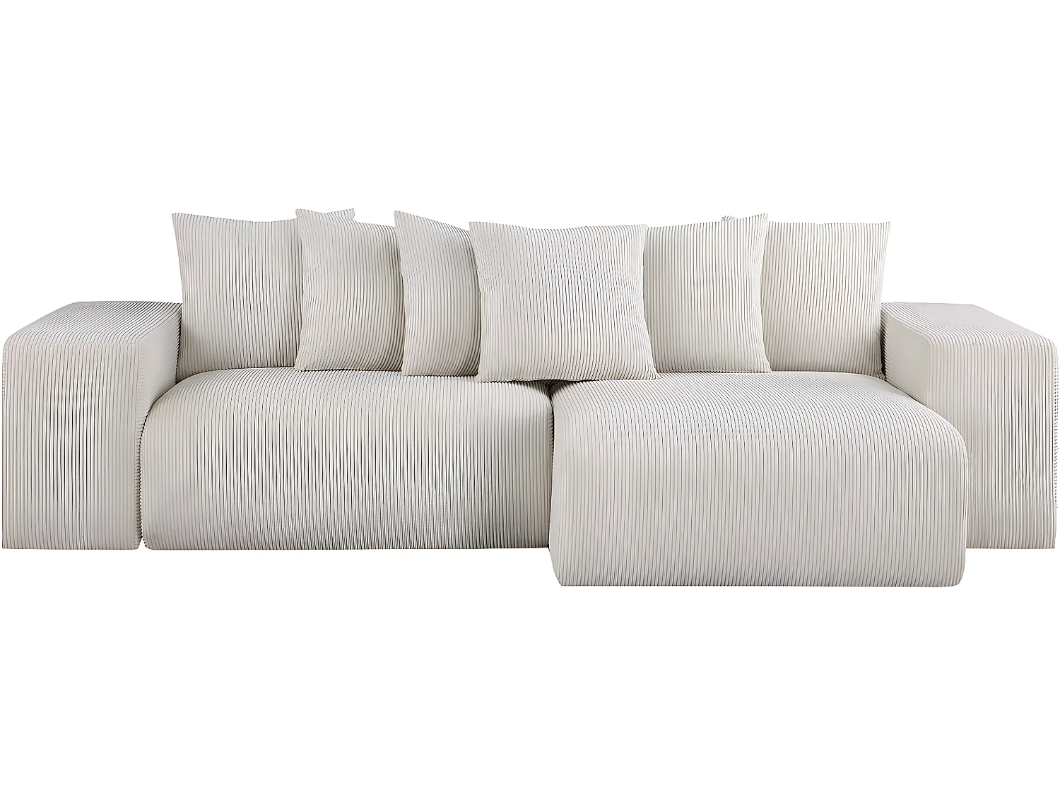 Canapé d'angle en velours côtelé "Rivoli" - 312 x 176 x 49 cm - Beige