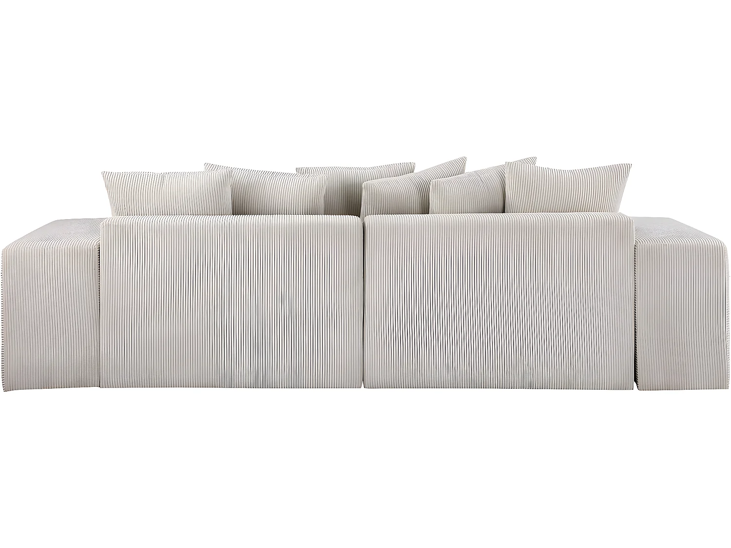 Canapé d'angle en velours côtelé "Rivoli" - 312 x 176 x 49 cm - Beige