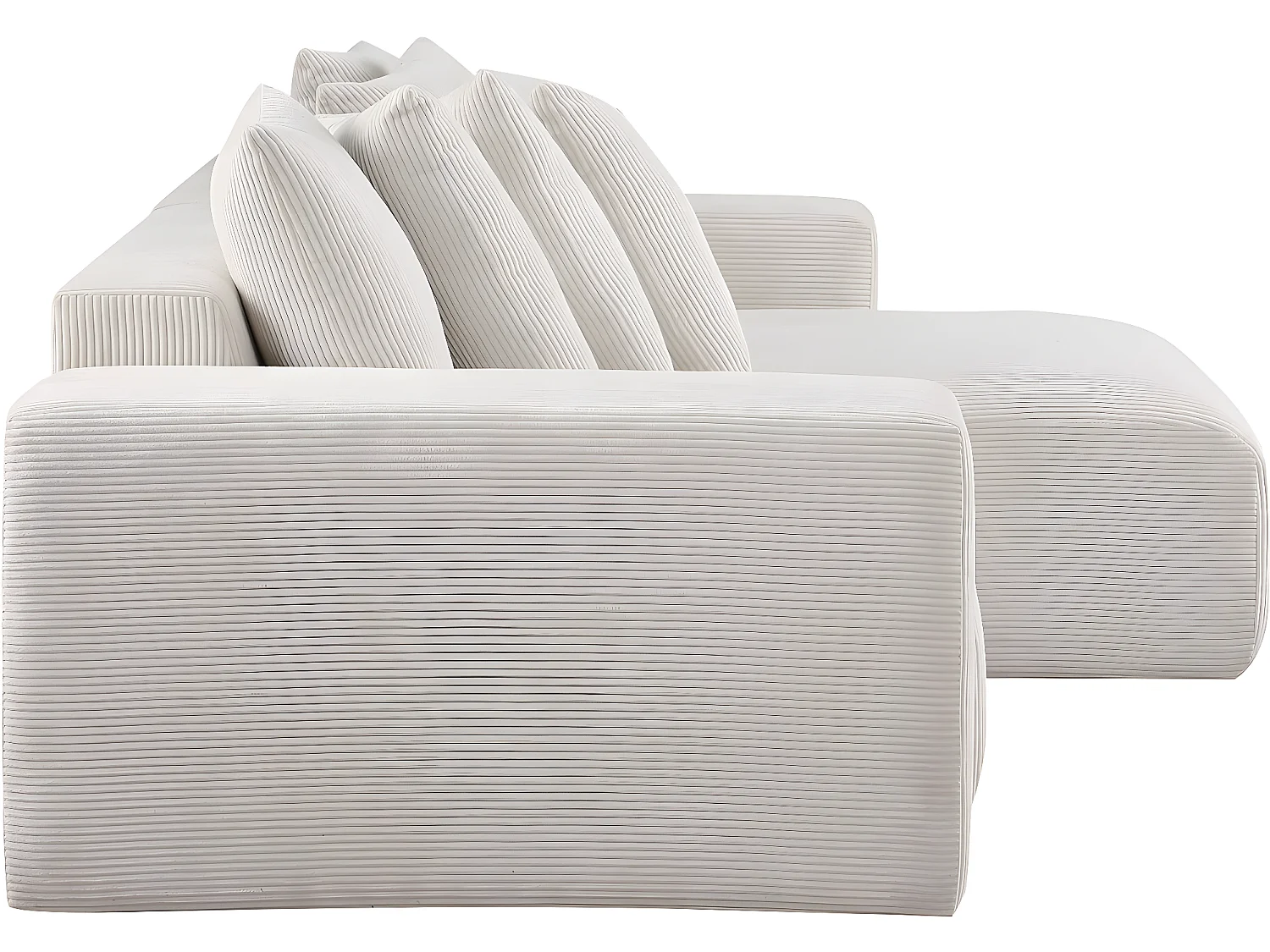 Canapé d'angle en velours côtelé "Rivoli" - 312 x 176 x 49 cm - Beige