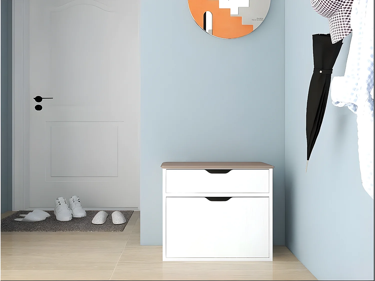 Schuhschrank "Wade" - 60 x 23.8 x 68 cm - Weiß