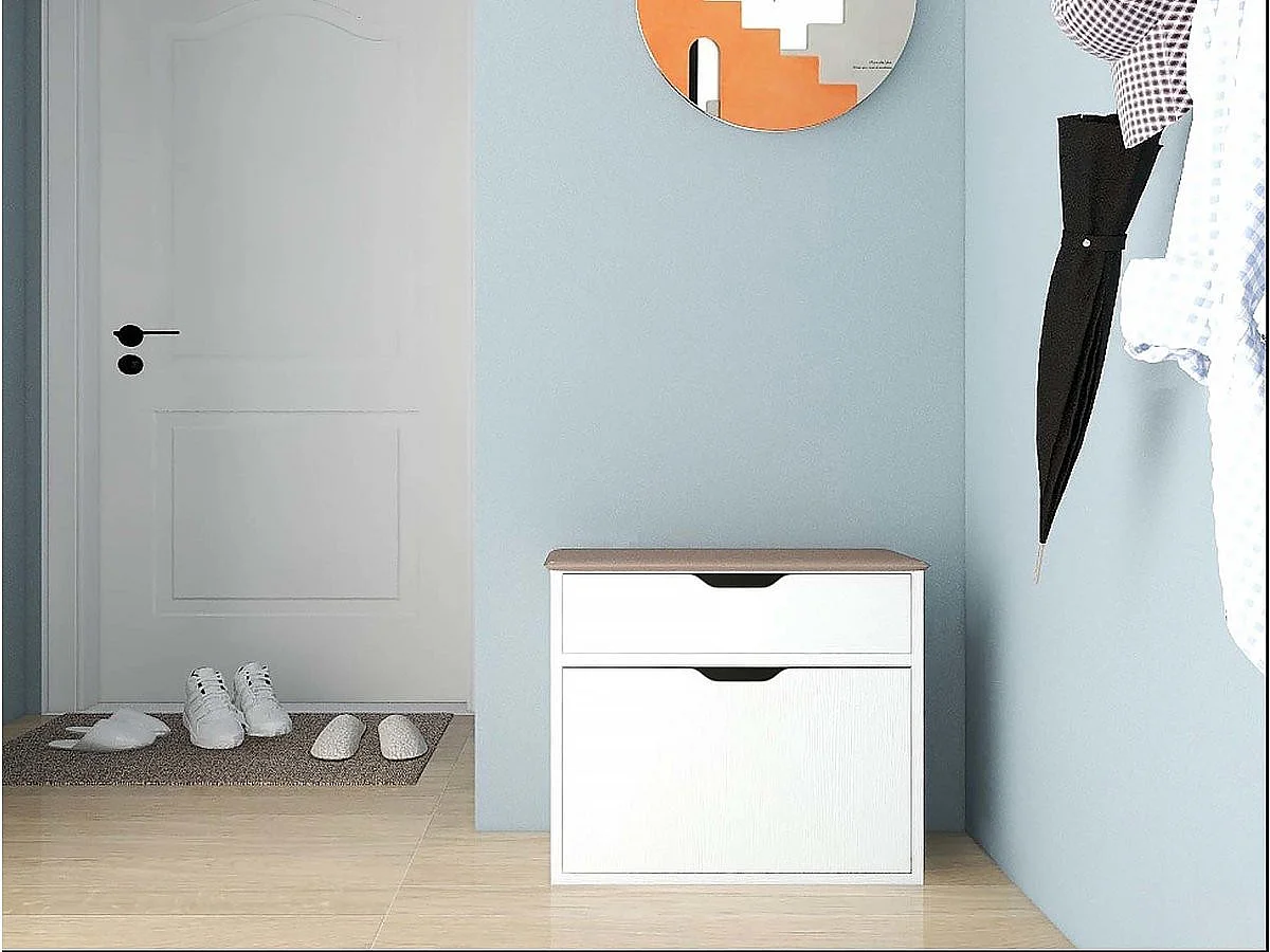 Meuble à chaussures "Wade" - 60 x 23.8 x 68 cm - Blanc