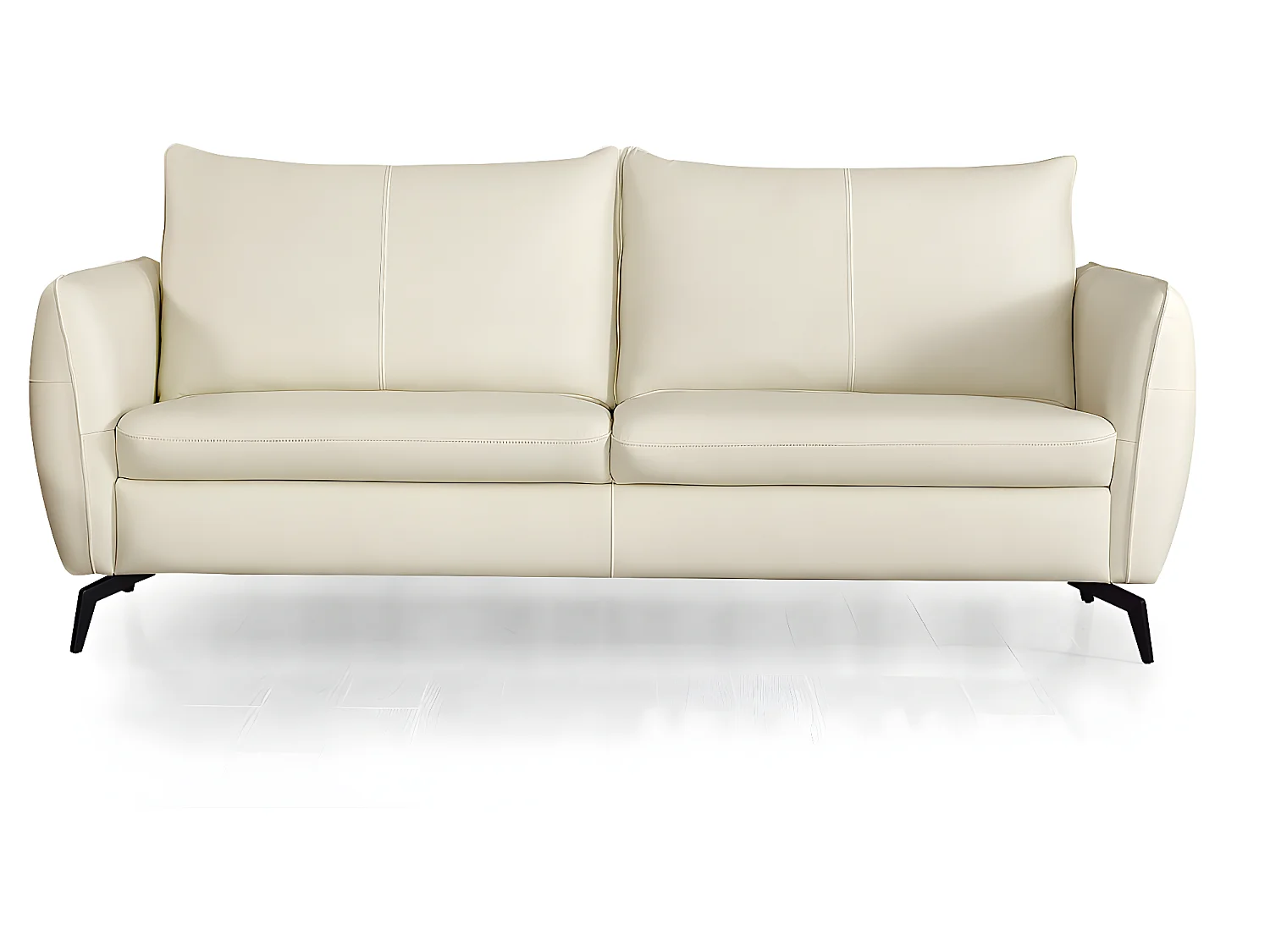 Canapé droit en cuir reconstitué "Emy"- 3 places - Beige