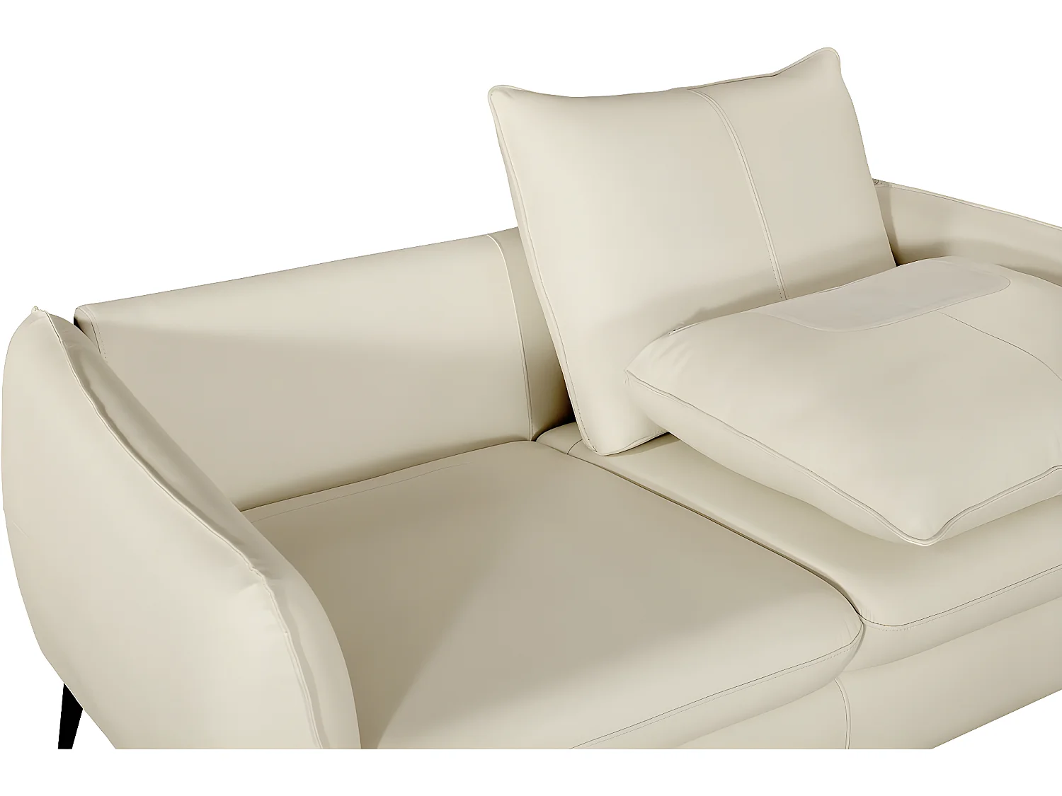 Canapé droit en cuir reconstitué "Emy"- 3 places - Beige