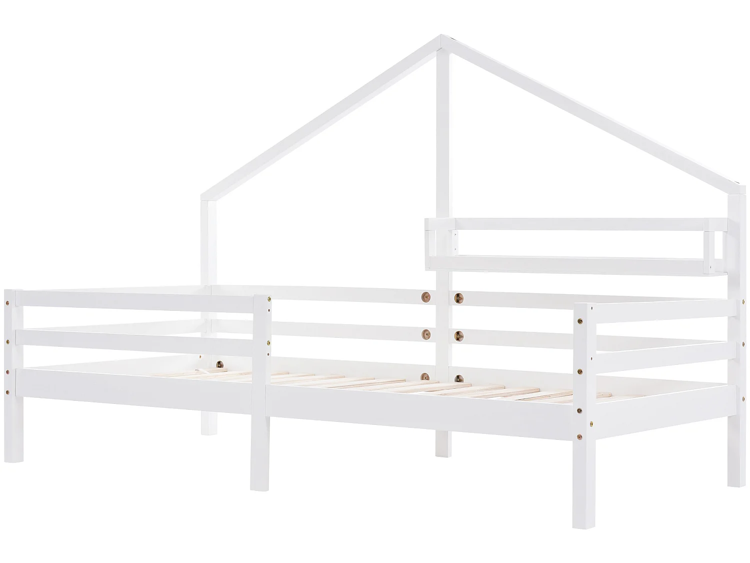 Hochbett für Kinder – 90 x 200 cm – Ablagefach – Lattenrost – Weiß