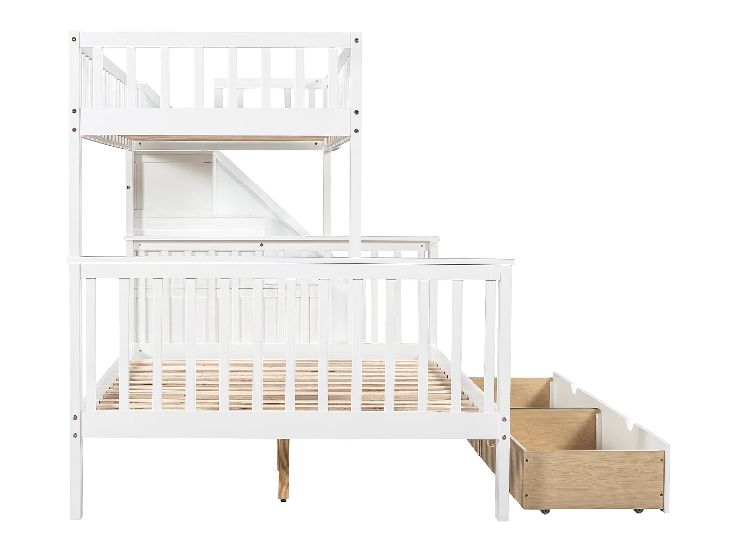 Etagenbett für Kinder – 2 x 90 x 200 cm – 6 Schubladen und Tafel – weiße Farbe