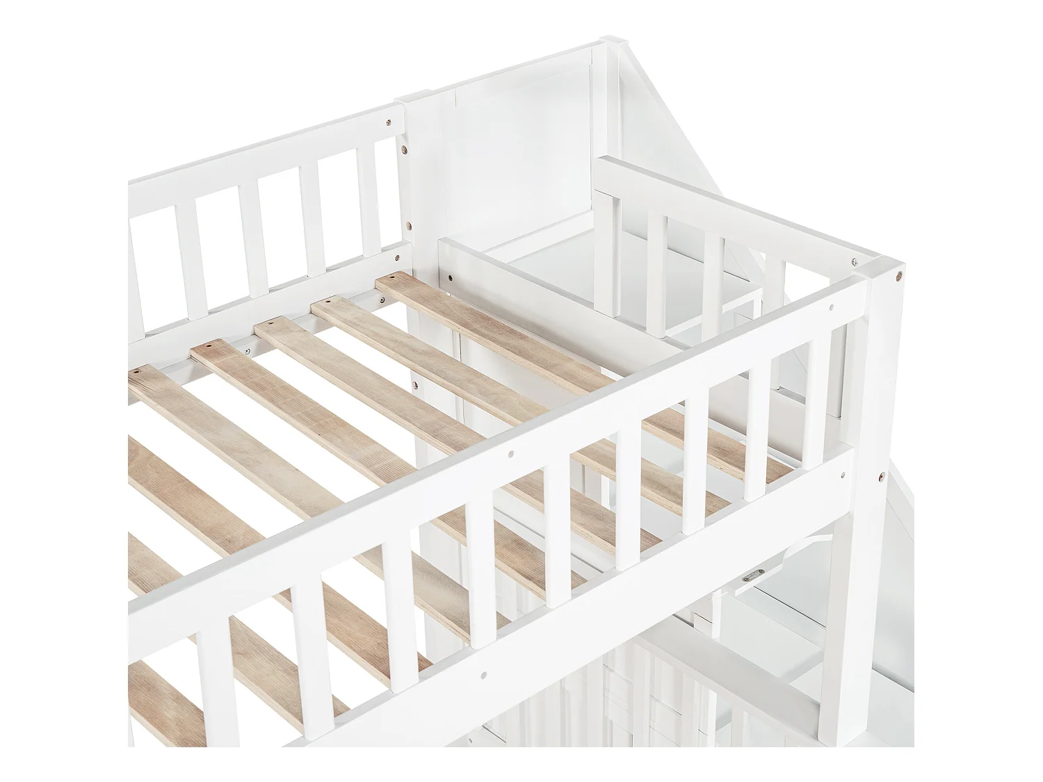 Etagenbett für Kinder – 2 x 90 x 200 cm – 6 Schubladen und Tafel – weiße Farbe