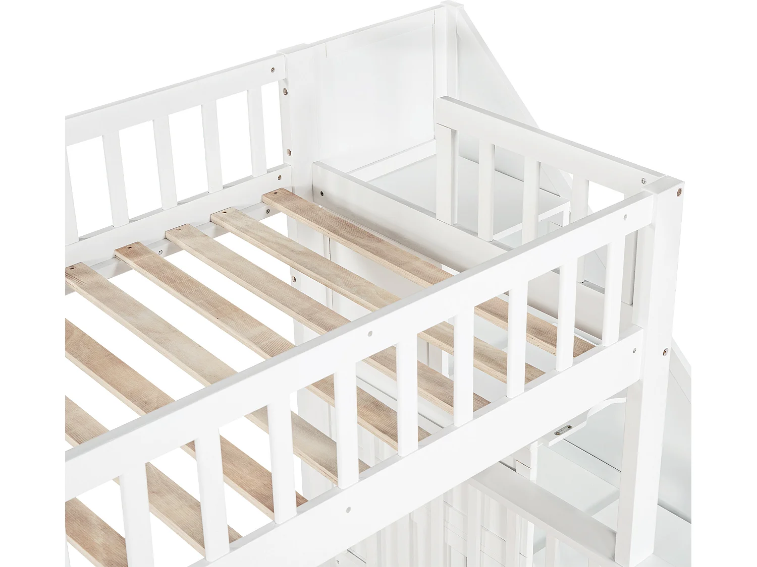 Etagenbett für Kinder – 2 x 90 x 200 cm – 6 Schubladen und Tafel – weiße Farbe