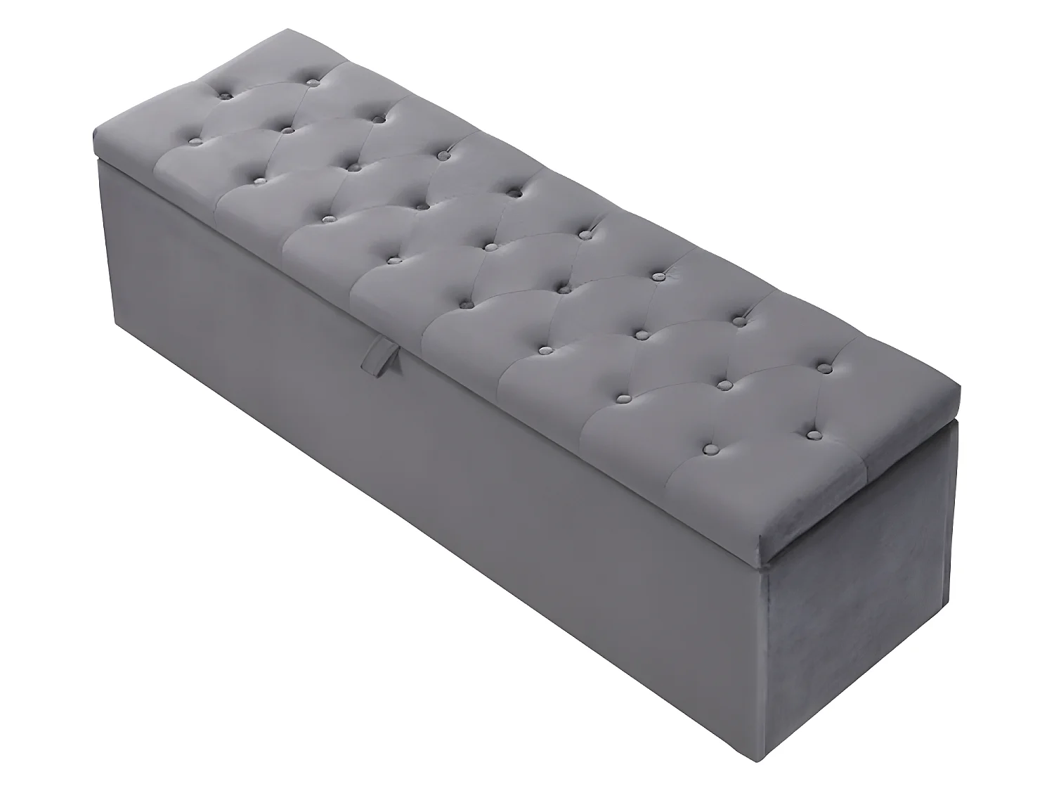Cama contenedor con banco - 140 x 200 cm - terciopelo - somier de láminas - gris