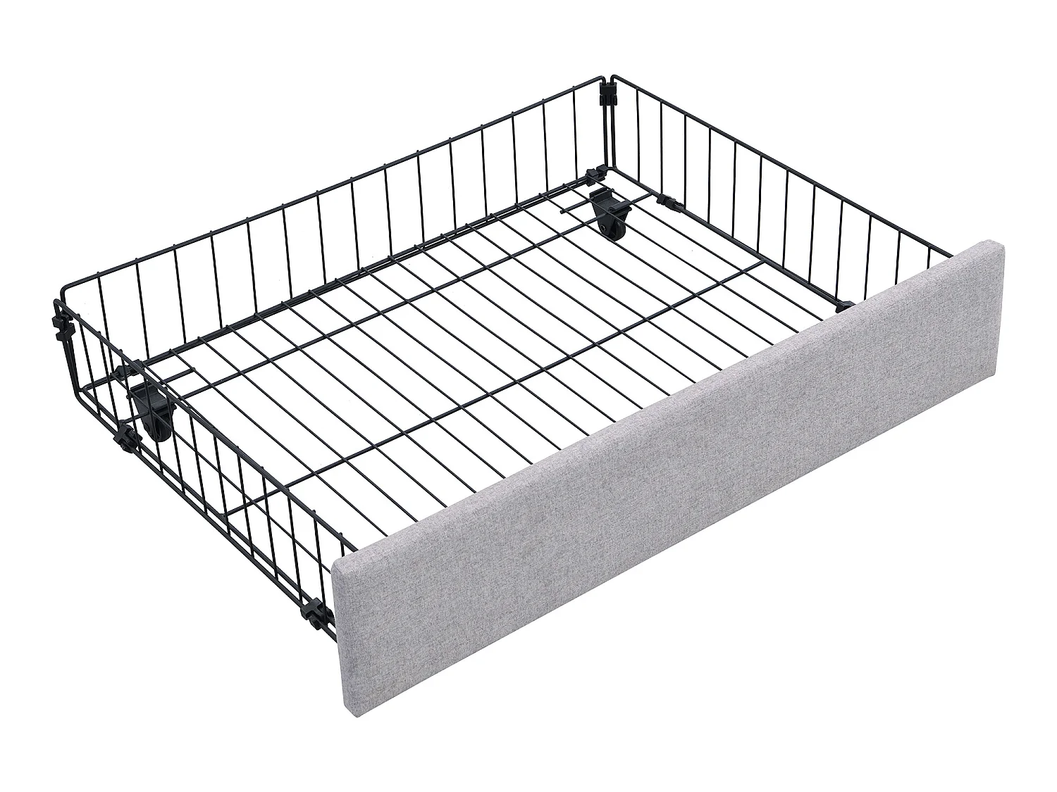 Cama com 2 gavetas - 180 x 200 cm - LEDs - tecido de linho - base de ripas - Cinza