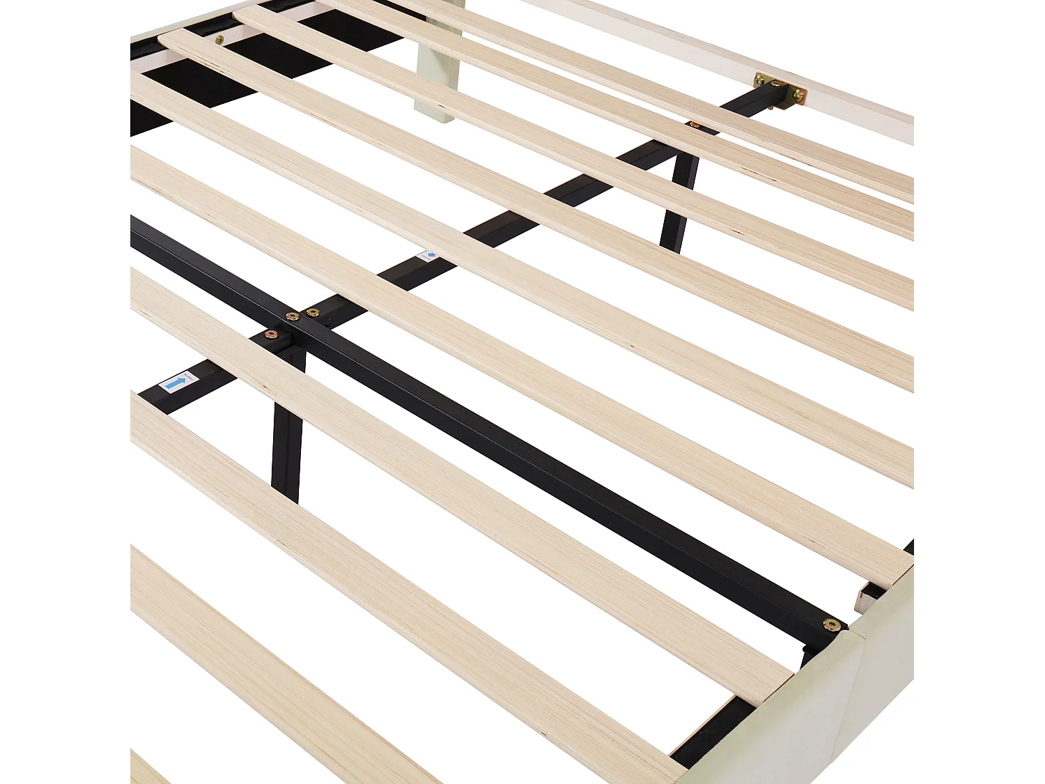 Bed met verstelbaar hoofdeinde - 140 x 200 cm - fluweel - lattenbodem - kleur beige