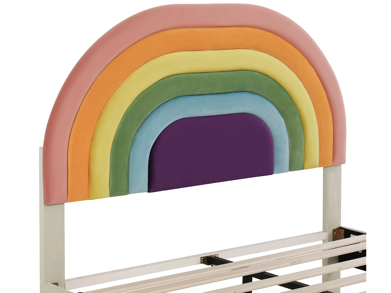 Bed met verstelbaar hoofdeinde - 140 x 200 cm - fluweel - lattenbodem - kleur beige