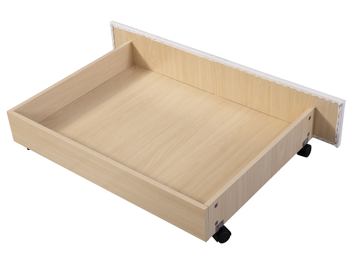 Bed met hoofdeinde en 2 lades - 180 x 200 cm - pu leer - lattenbodem - kleur wit